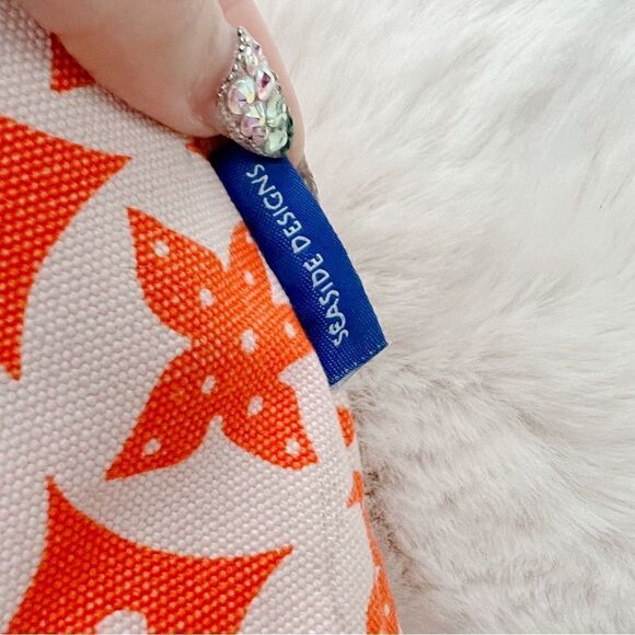 Starfish Canvas Mini Tote Bag Orange White Seaside Design Beach Preppy Purse - Picture 2 of 12